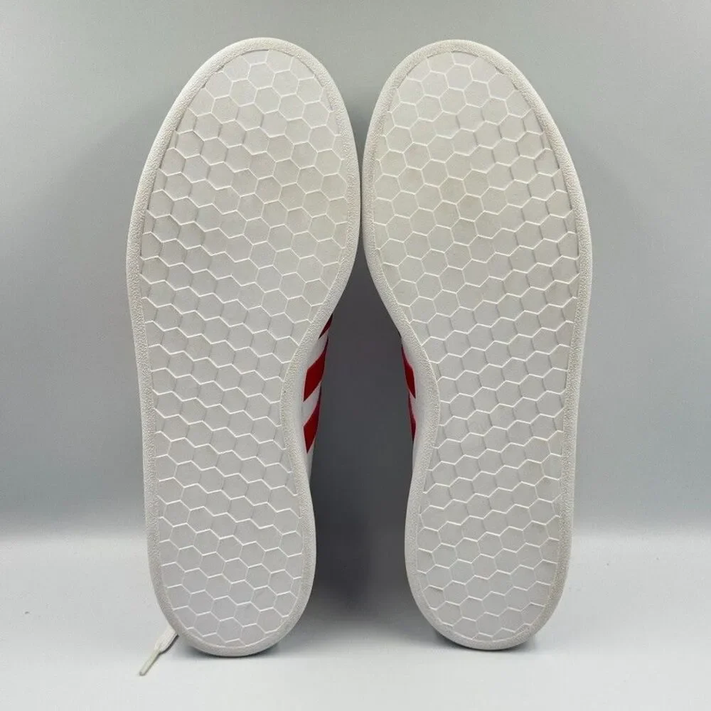 adidas Mens 12 White Red Grand Court SE Sneakers Cloudfoam Leather FY8169